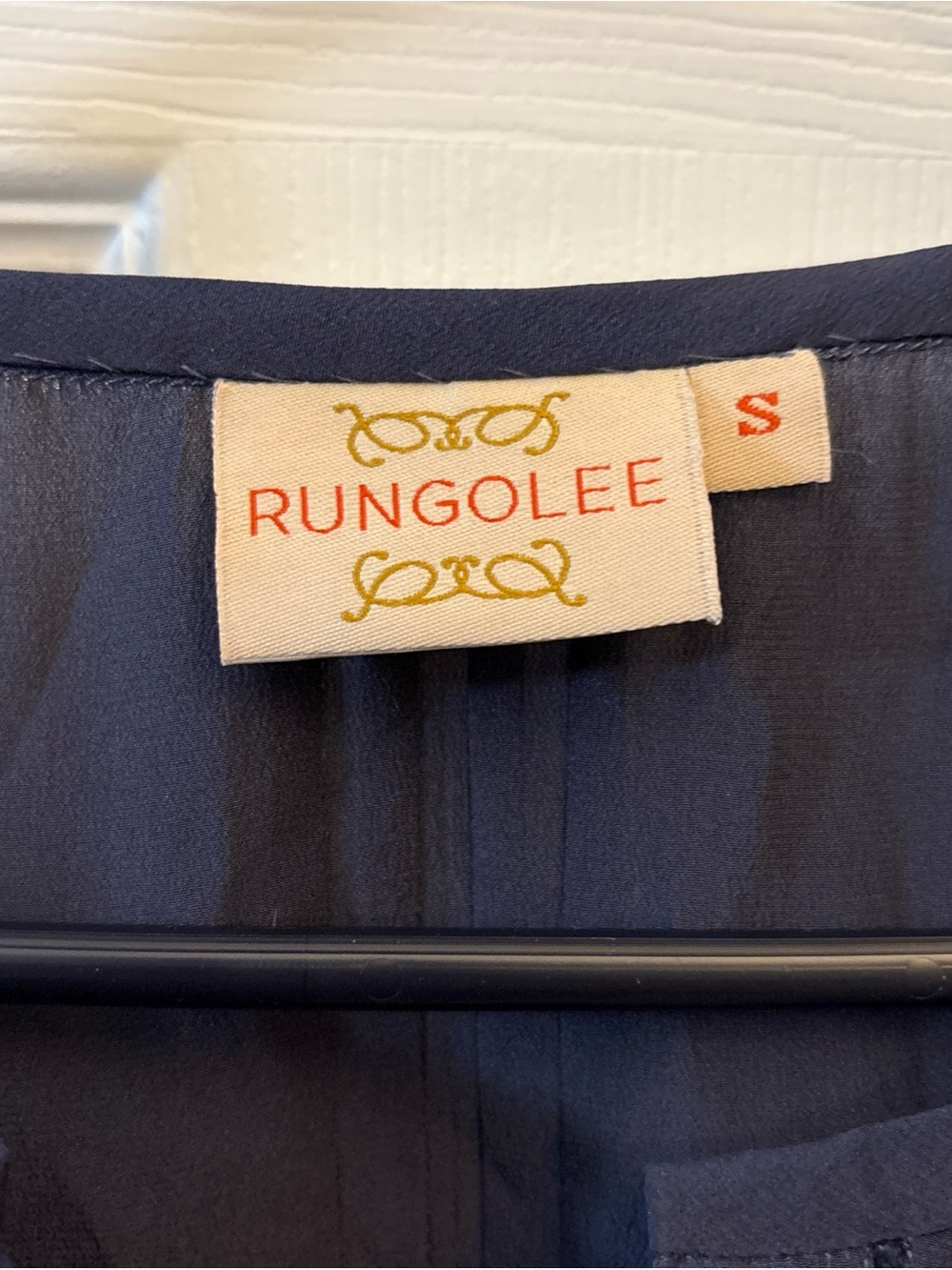 Navy Pintuck V-Neck Tunic with Lace Cuffs - Picture 2 of 5
